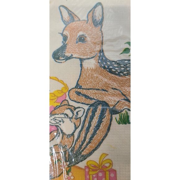Vintage C.A. Reed Happy Birthday Forest Friends Paper Tablecloth  52 X 96 NOS - Picture 9 of 11